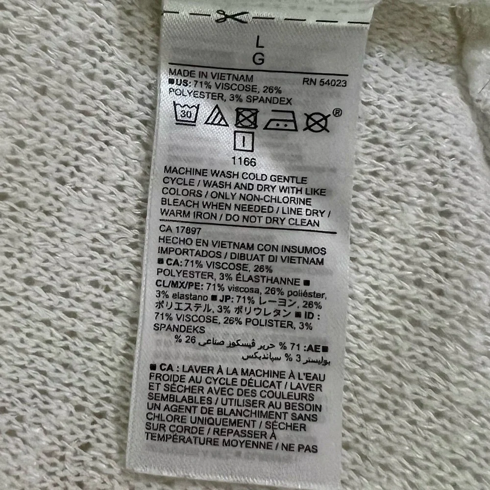 OLD NAVY | White, Lightweight Loose Knit Woven Open Front Cardigan (L) - Picture 4 of 5